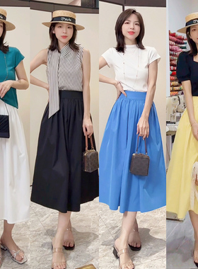 【白茉莉】A字高腰裙显瘦半身裙小个子定制复古长裙大摆裙220404