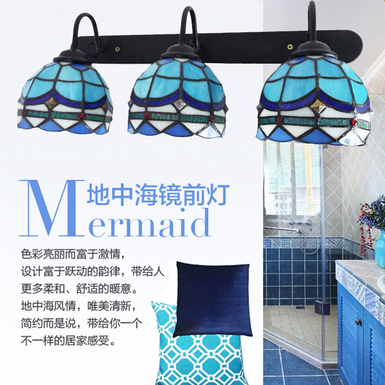 欧式简约地中海玻璃壁灯走廊过道浴室多头长形多联镜前壁灯墙灯