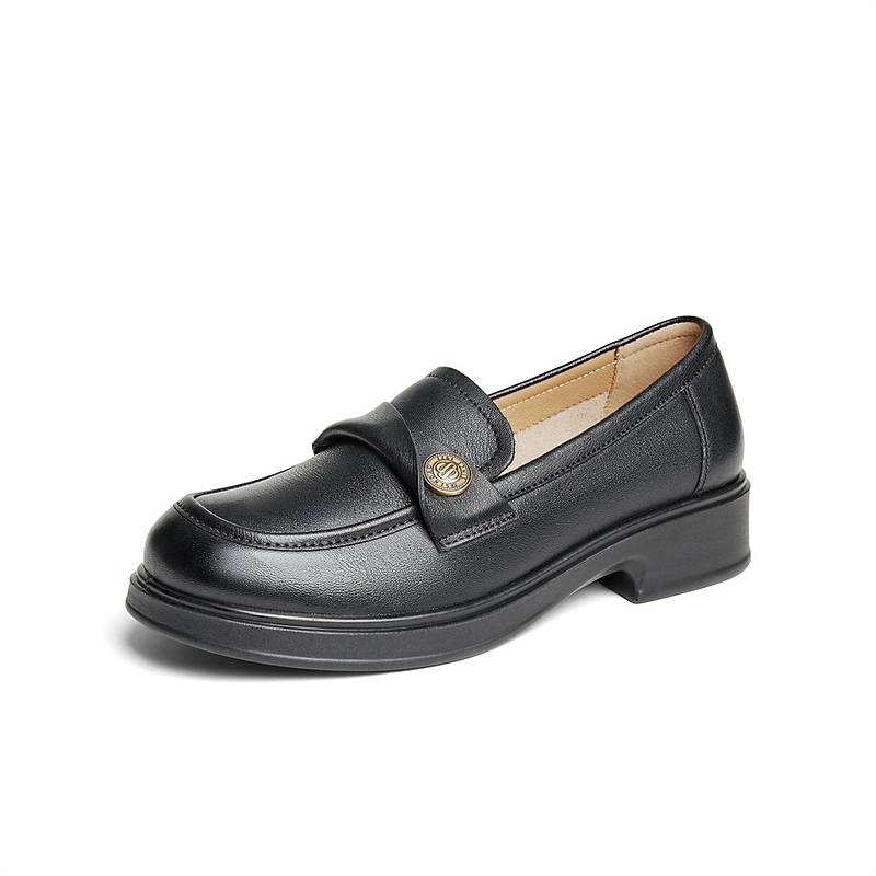 森达乐福鞋女鞋2024秋季商场同款通勤金币一脚蹬小皮鞋XCA01CA4