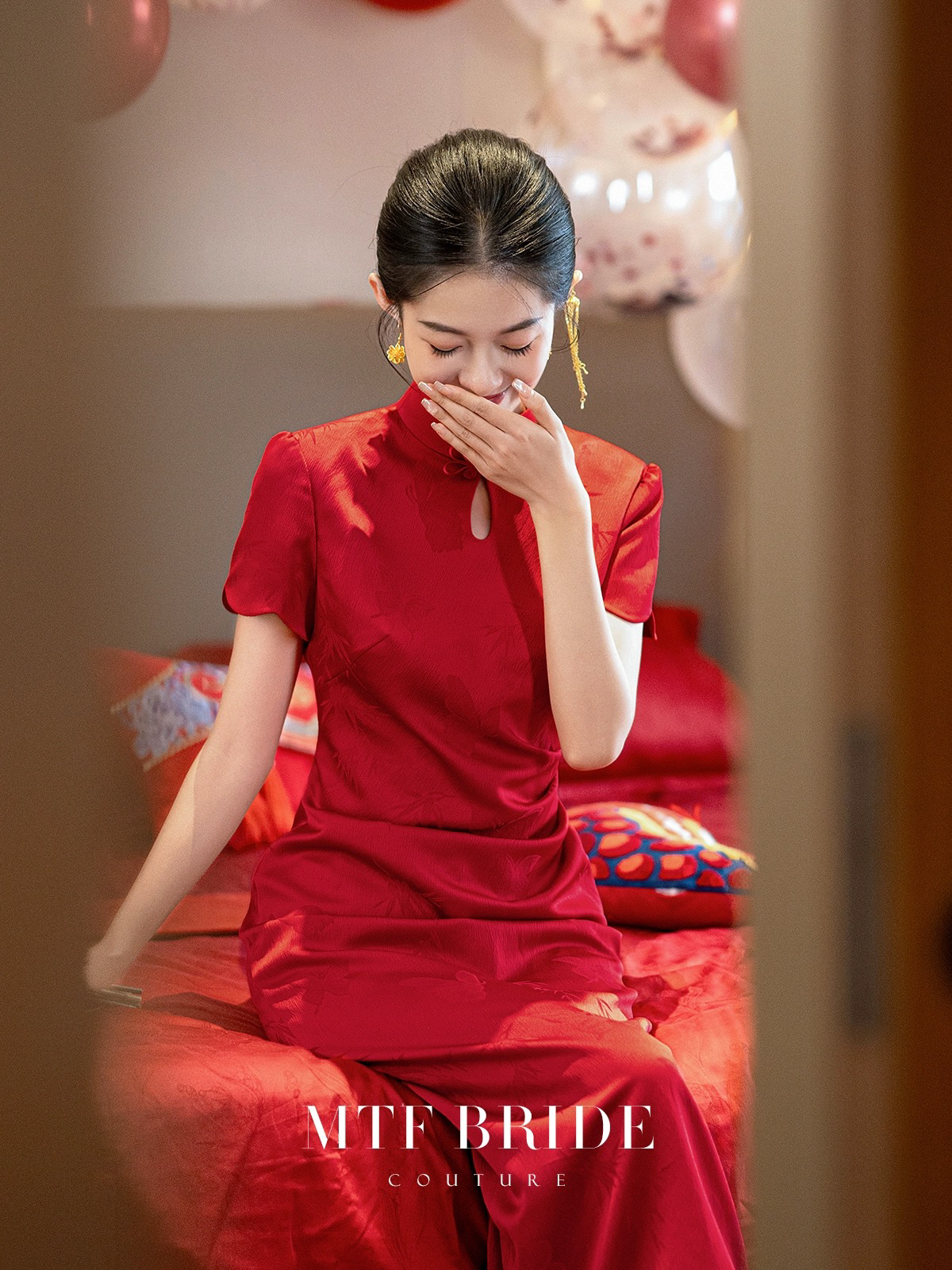 出租满庭芳旗袍【昭愿】红色女新中式夏季改良订婚礼服敬酒服新娘