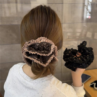 日韩少女小碎花大肠发圈ins复古丸子头绳双层马尾皮筋网红发饰绳