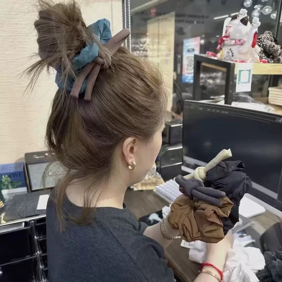 韩系高级感撞色蝴蝶结大肠发圈气质简约百搭丸子头发绳头绳发饰,饰品/流行首饰/时尚饰品新,发饰,淘宝优惠券,粉丝福利购,淘宝优惠卷