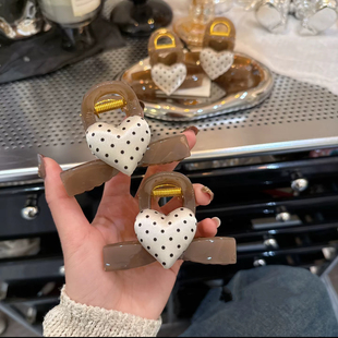 波点爱心抓夹中号后脑勺盘发鲨鱼夹网红2025新款侧边夹公主头发饰