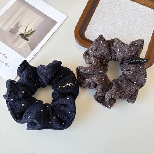 韩系波点针织大肠发圈女高级感扎头发绳头饰低马尾气质慵懒风头绳