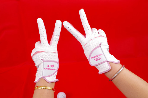 女高尔夫手套嘉仕宝kingshibao防滑双手印尼小羊皮硅胶颗粒