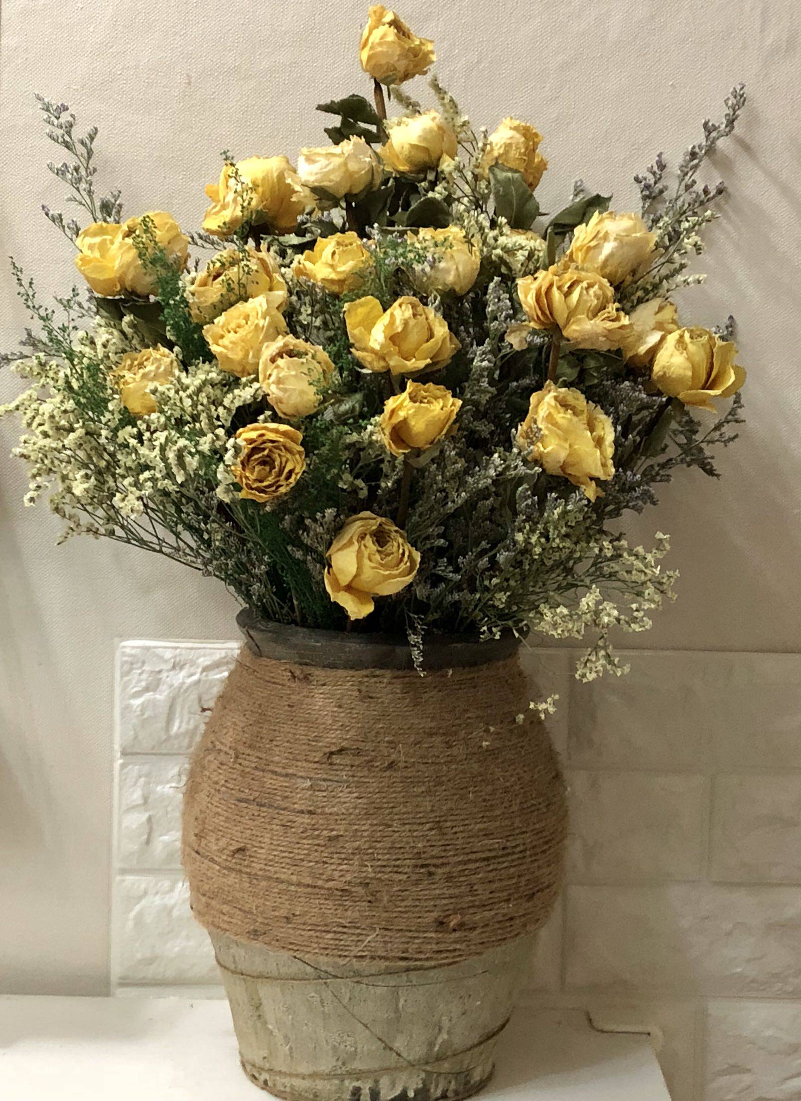 ins香槟玫瑰干花束干燥花装饰插花diy大花束永生花毕业花束礼