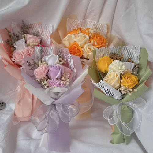 康乃馨永生花香皂花束
