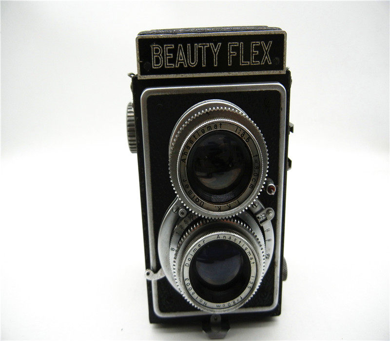 beautyflex双反120照相机金属机械复古老相机影视道具怀旧古董