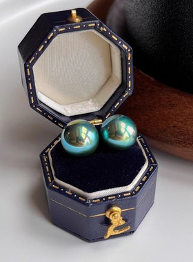 超大深海镜面贝珠耳钉925银气质小钢炮超美南洋珠百搭简约耳饰