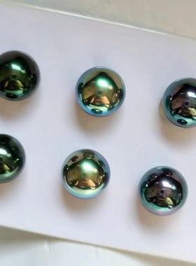 超大深海镜面贝珠耳钉925银气质小钢炮超美南洋珠百搭简约耳饰