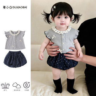 婴儿夏天衣服2026年新款小月龄女宝宝夏季薄款甜美公主分体小套装