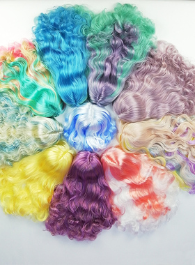 ICY DBS小布娃娃改妆头皮头壳头发棕色白色紫色彩虹RBL FBL假发