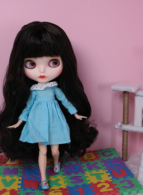 ICY DBS小布娃娃改娃黑色长发磨砂脸关节体具换装套装