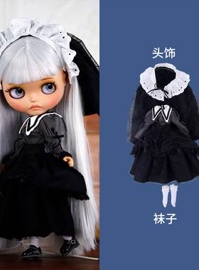 ICY DBS小布娃娃衣服黑色黑暗教堂修女主题套装裙19关节OB24娃衣