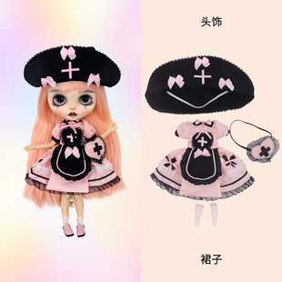 ICY 19关节ob24娃衣 DBS小布娃娃衣服恐怖鬼愿儿粉色护士裙套装