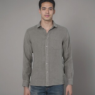 天然绿色环保汉麻吸汗抑菌防晒贝壳扣 衬衫 汉麻时代男款 纯麻长袖