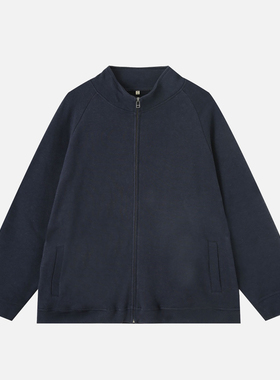 汉麻时代春秋款男士棉麻毛圈卫衣开衫立领时尚汉麻抑菌吸汗防晒