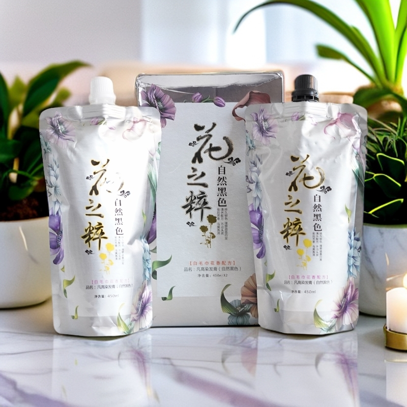 凡高花之萃真不沾头皮自然黑色染发膏清水黑油焗油膏染发剂