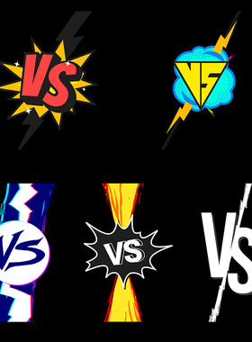 视频素材VS闪电符号能量爆炸漫画对决动画剪辑包装综艺效果MG180