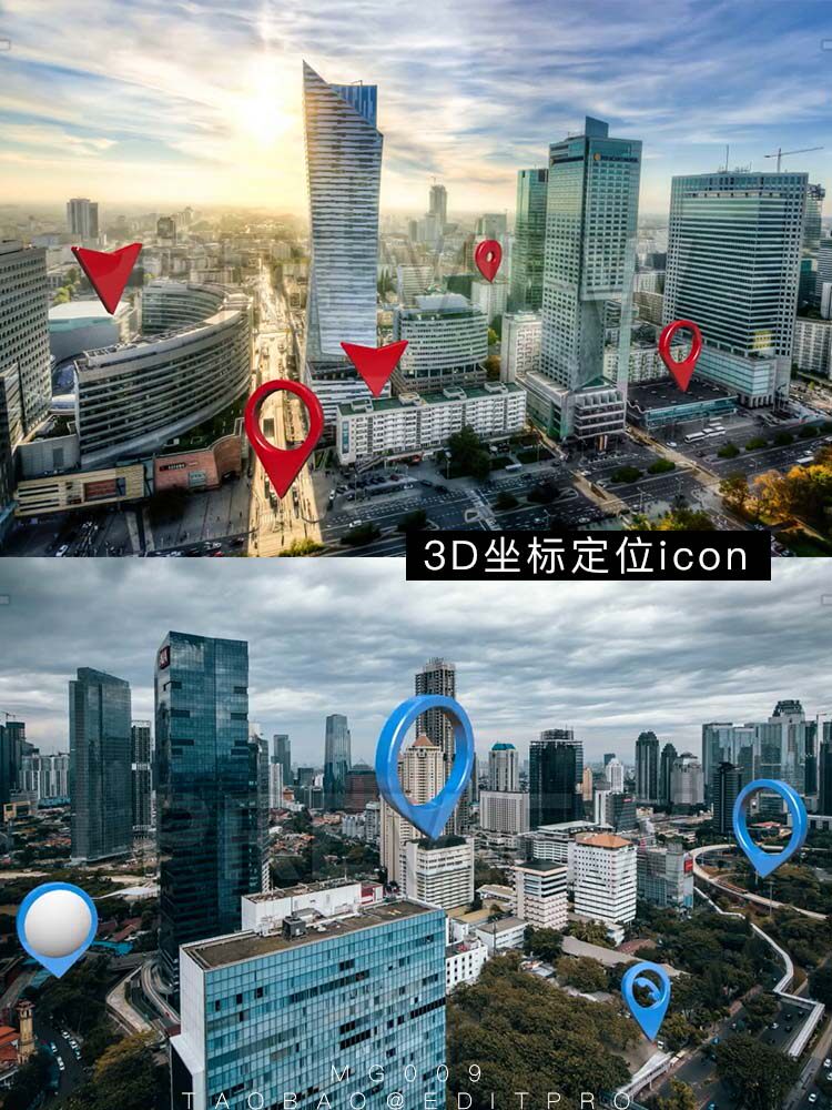 mov动画 3d坐标定位icon地图建筑地理位置标注视频素材