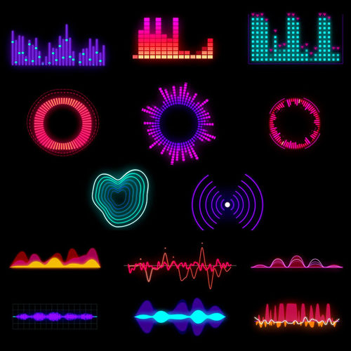 视频素材霓虹彩色声音音频音波动态图形可视化动画MG190