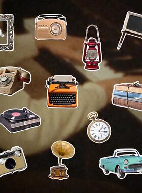 视频素材美式复古怀旧老式家电汽车撕纸拼贴动画透明MG156