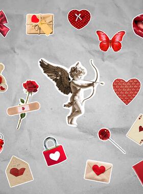 视频素材情人节天使丘比特箭爱心蝴蝶信封信件贴图动画MG171