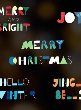 视频素材圣诞问候节日祝福短语卡通英文字母创意动画MG147