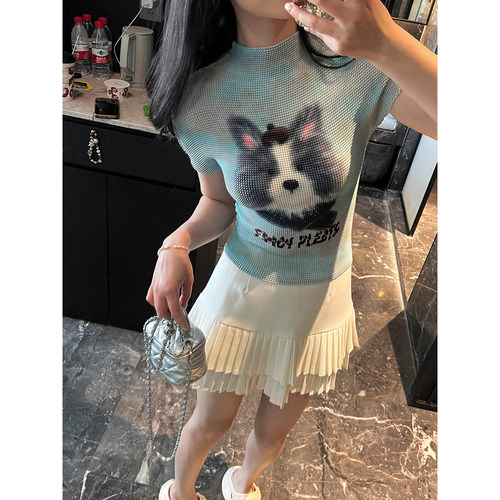 夏季卡通图案小狗三宅短袖女