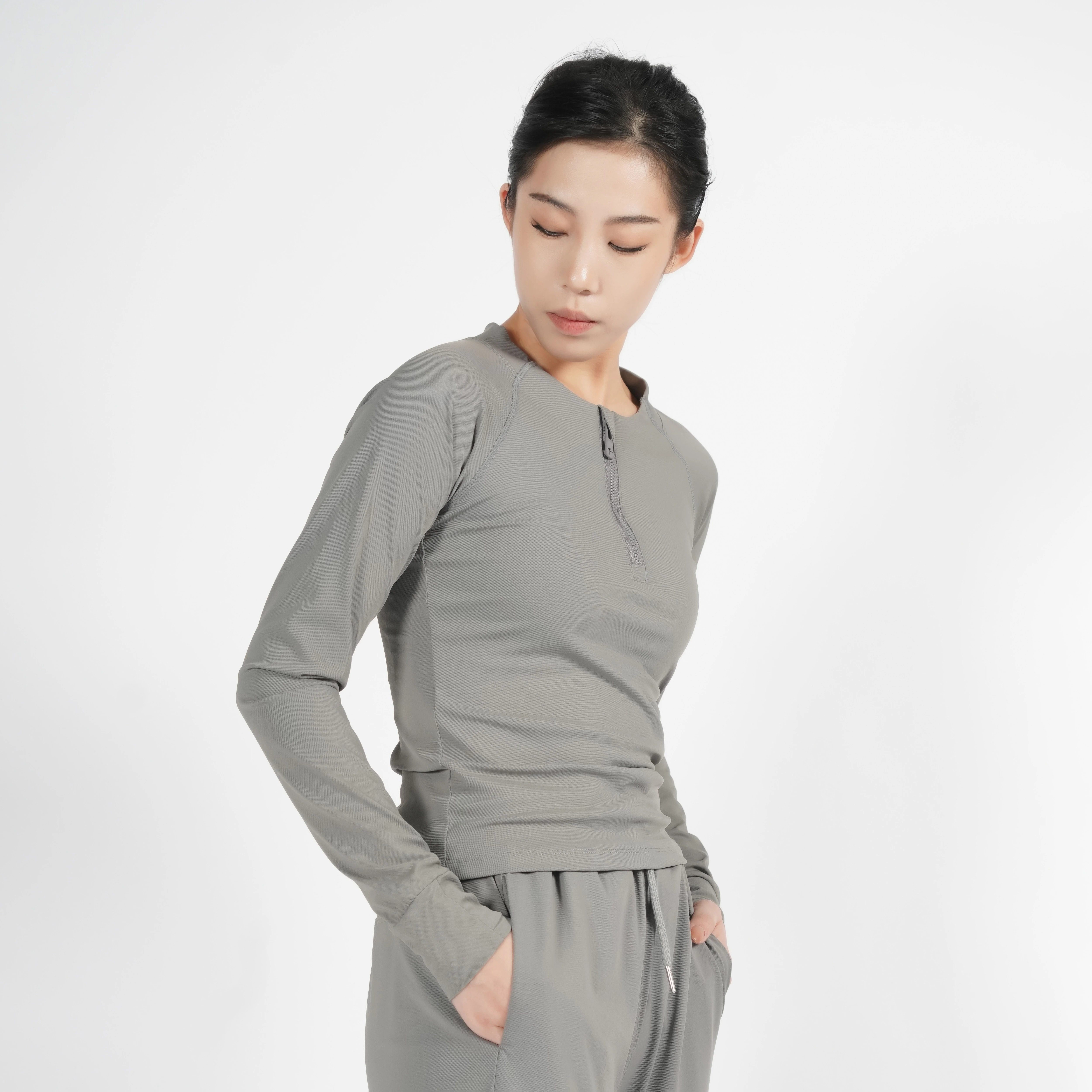 涂一现代舞蹈练功服修身长袖套指图片