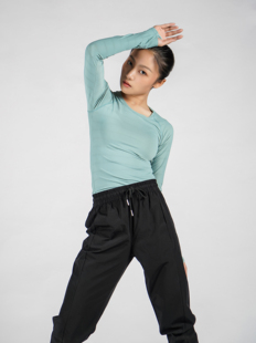 涂一TH363现代舞练功服女长袖 上衣 套手指紧身速干舞蹈服显瘦夏季
