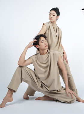 涂一TF0110现代舞蹈练功服套装表演服男女款宽松显瘦背心阔腿长裤