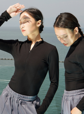 涂一TT2206现代舞蹈练功服女式紧身长袖上衣黑色表演训练瑜伽艺考