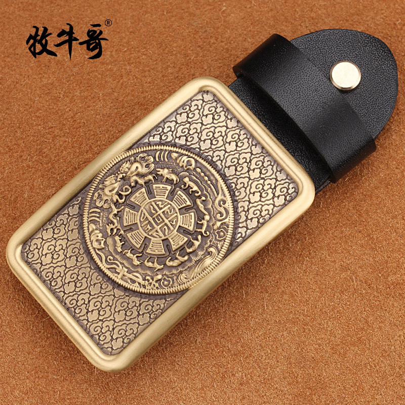 八卦精品皮带扣头黄铜男士腰带扣头纯铜铜扣 手工DIY皮带卡子3.8