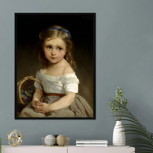 穆尼尔拿李子花篮的女孩竖款高清印制精致无框客厅可定制装饰画