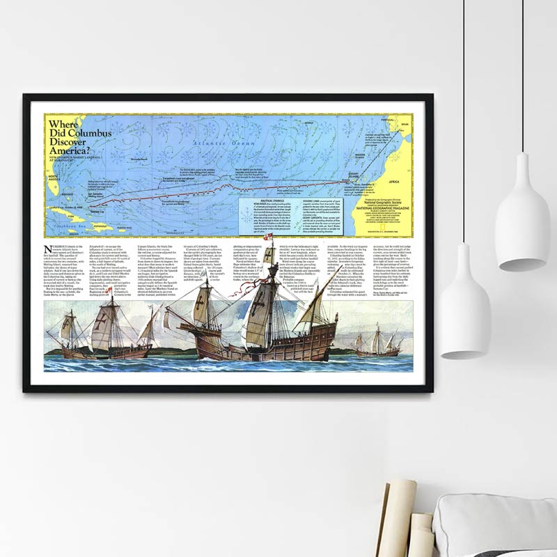 哥伦布发现新大陆columbus大航海家海报油画布画芯订制书房装饰画