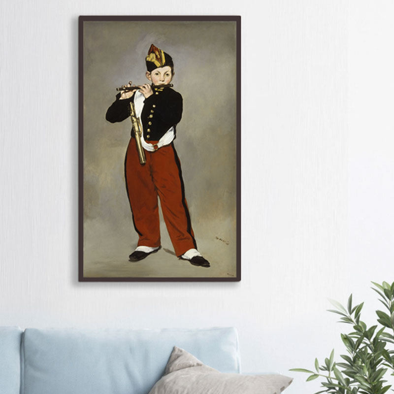 吹短笛子的少年男孩马奈奥赛美术馆布画芯竖款油画印象派装饰画