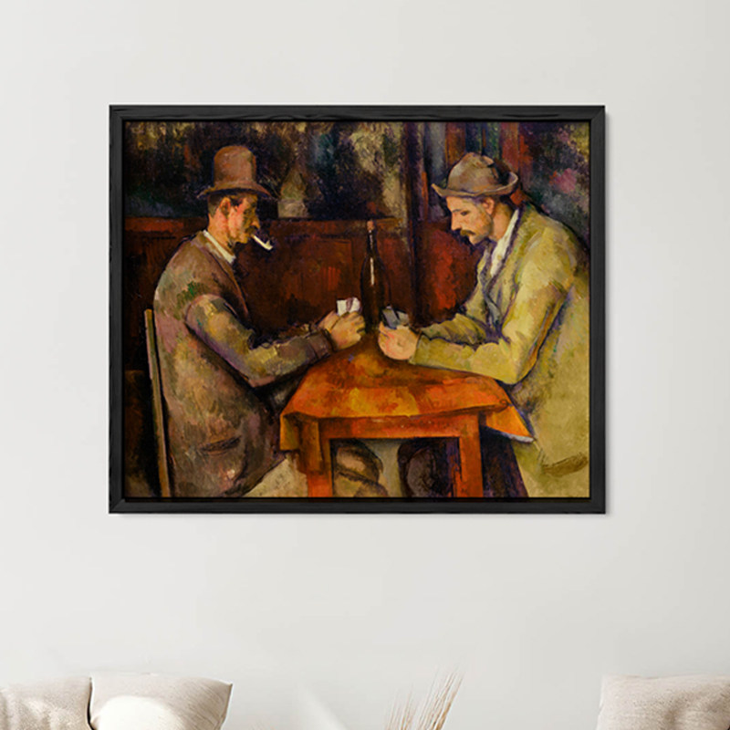塞尚玩纸牌的人高清喷绘印制无画框油画布画芯欧式客厅书房装饰画