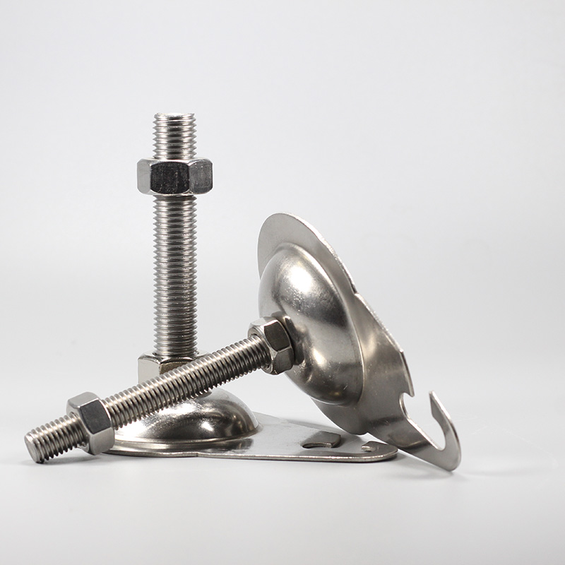 不锈钢调节脚杯m12m16重型地脚304带钩防锈平底设备机床支撑脚