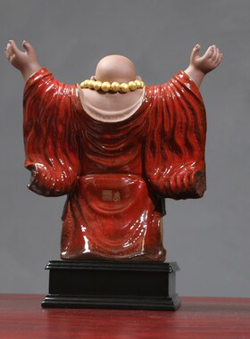 招财喜迎天下弥勒陶瓷办公室风水摆件玄关桌面创意大肚佛像工艺i.
