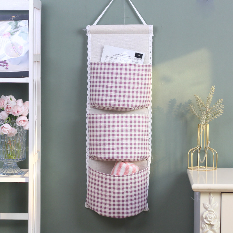 包邮棉麻墙面门后整理袋挂式口罩收纳袋置物袋多口袋壁挂收纳挂袋