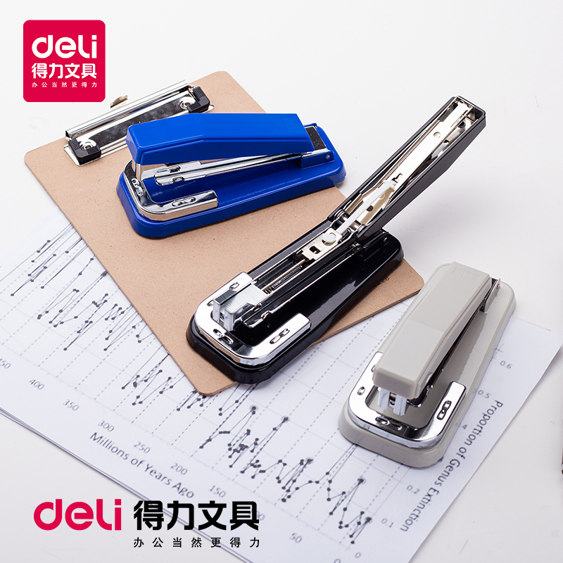 得力订书机0414旋转订书器学生用大号重型加厚钉书机可订办公用品