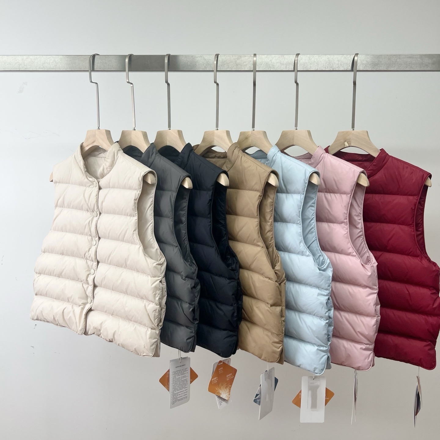 90%鹅绒无袖羽绒服马甲内胆女宽松立领百搭外套保暖防风秋冬