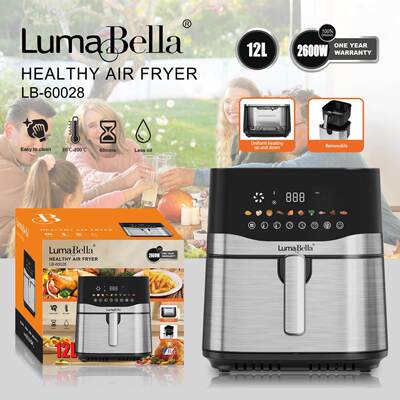 出口LumaBella60028家用炸锅不锈钢触屏12L空气炸锅AIR FRYER