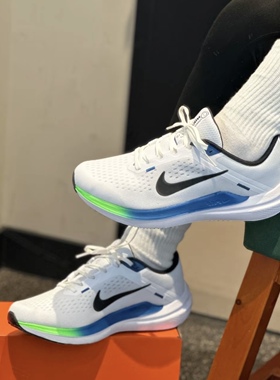 Nike/耐克Air Winfo 10 男白蓝舒适防滑低帮休闲跑步鞋DV4022-103