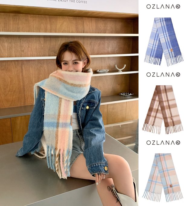 ozlana2022秋冬新款aurora联名系列彩虹羊毛围巾条纹款美利奴羊毛