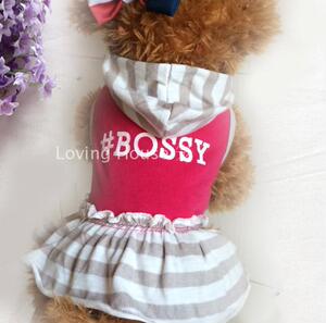 宠物连帽裙子泰迪衣服春秋款条纹衫幼犬贵宾狗狗全棉裙子三件包邮