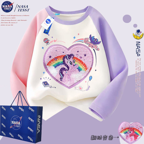 NASA联名女童亮片小马宝莉变脸t