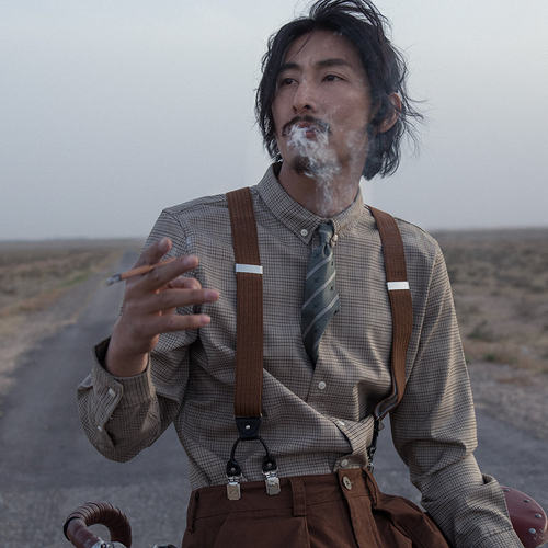 SOARIN英伦风复古格子长袖衬衫男 雅痞商务休闲修身免烫西装衬衣 - 封面