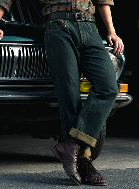 SOARIN复古美式牛仔裤男 阿美咔叽做旧感水洗赤耳丹宁直筒工装裤